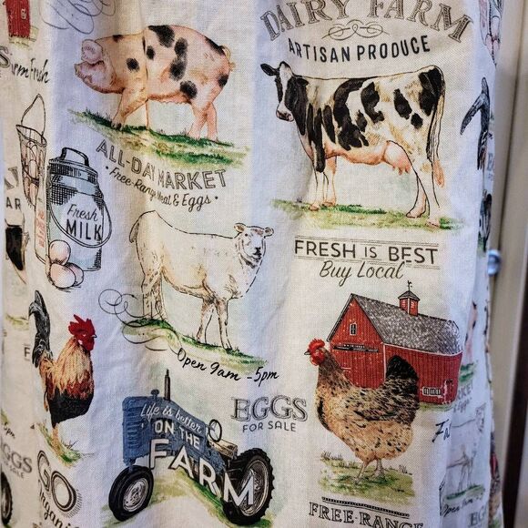 Dress Handmade Country Farm Animal Print  Denim Ruffle Hem & Shoulder Sundress - Picture 7 of 8